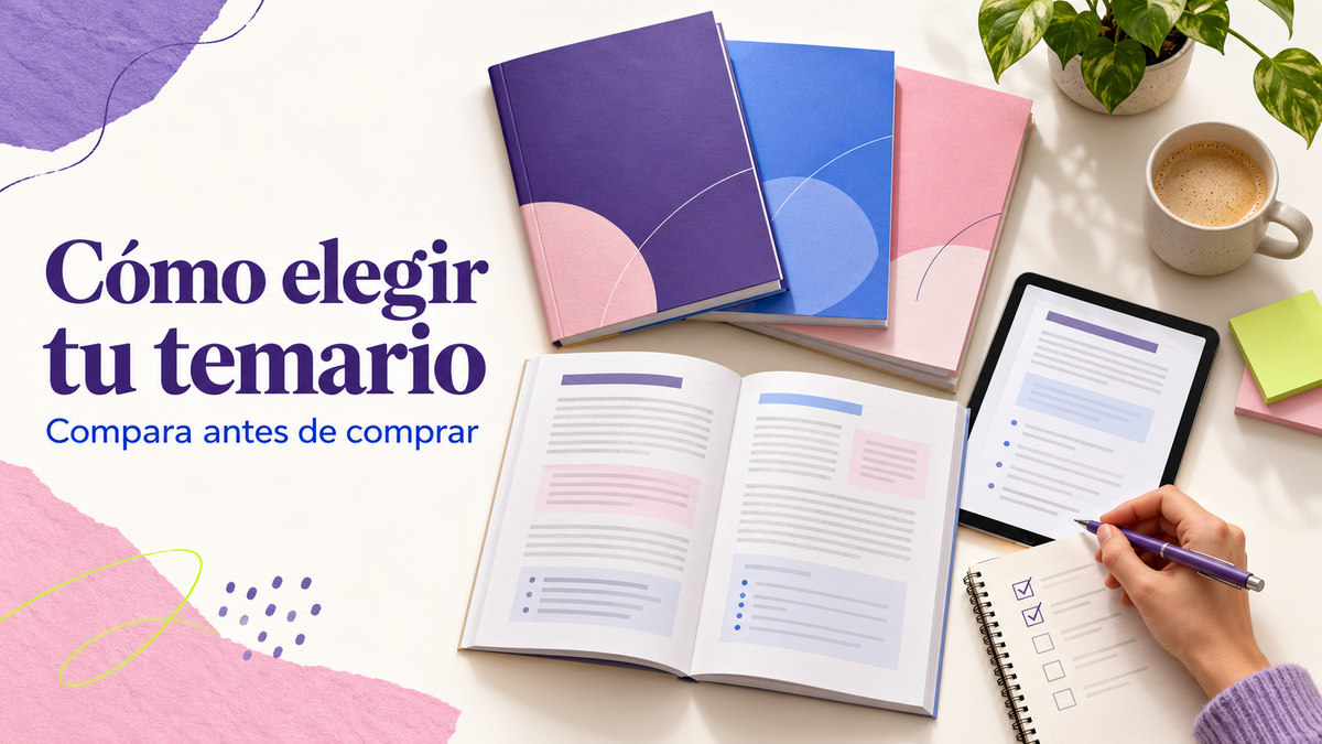 Comparación de un tema de muestra y una lista de comprobación para elegir un temario de oposiciones