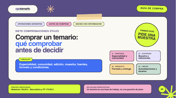 Lista de comprobación para comprar un temario de oposiciones docentes