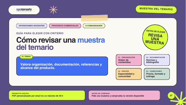 Muestra en PDF del temario de Procesos Comerciales para su comparación