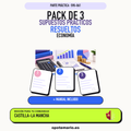 Pack de 3 supuestos prácticos resueltos de Economía en Castilla-La Mancha. Incluye manual específico. PDF de Opotemario.