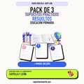 Pack de 3 supuestos prácticos resueltos de Educación Primaria en Castilla y León. Incluye manual específico. PDF de Opotemario.