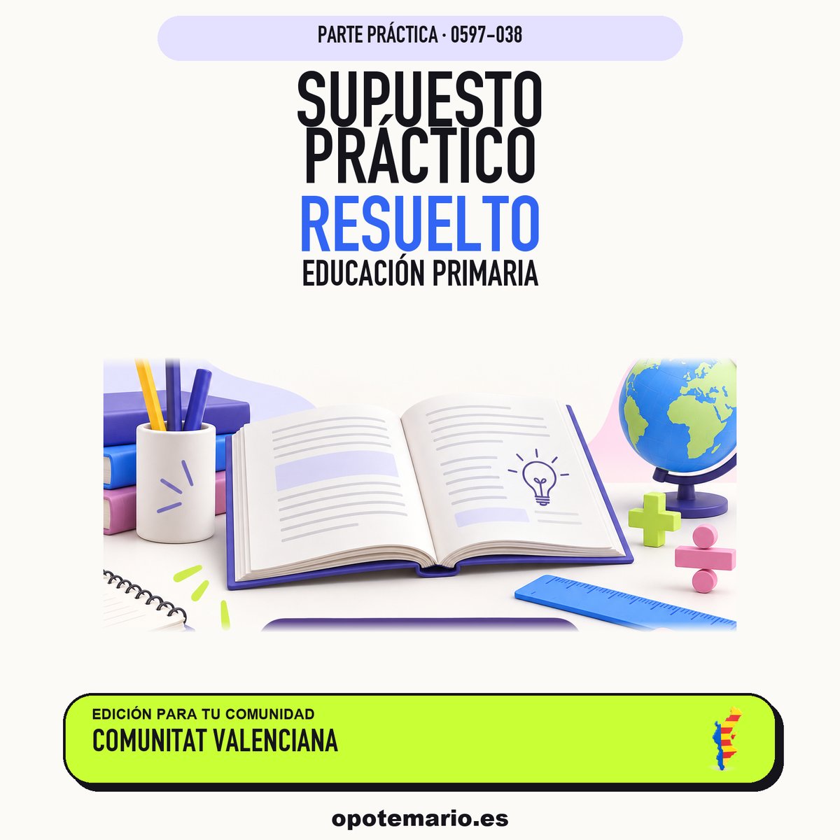 Supuestos prácticos resueltos de Educación Primaria en Comunitat Valenciana. PDF de Opotemario.