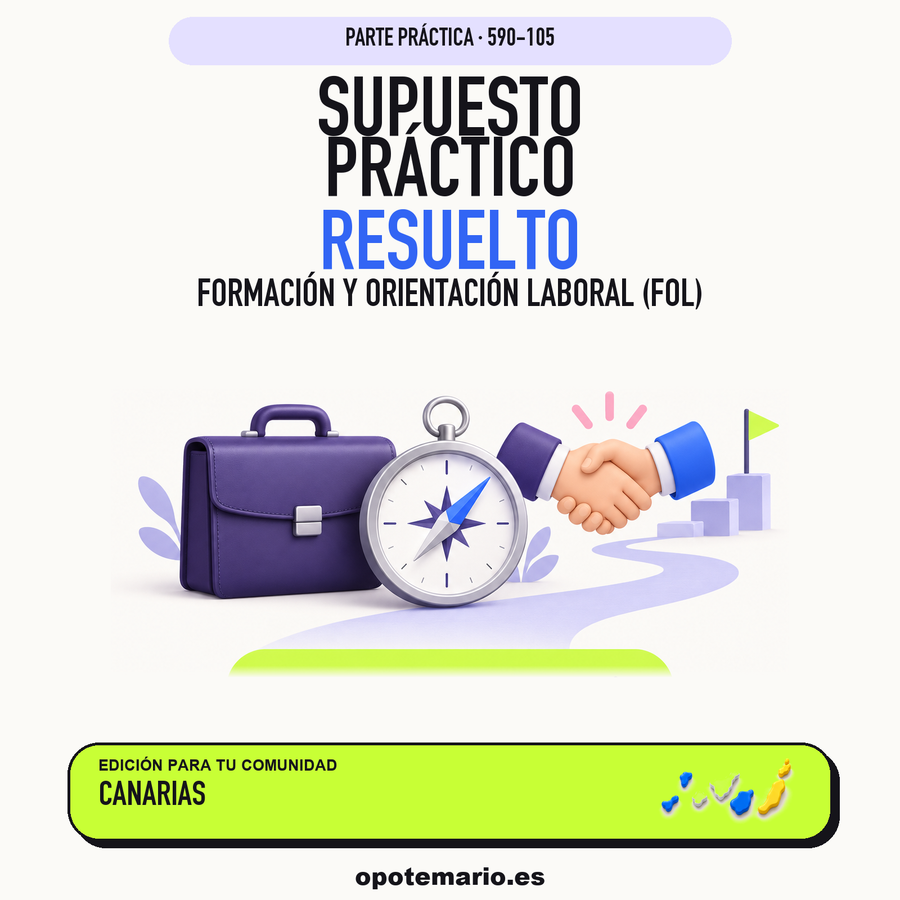 Supuestos prácticos resueltos de Formación y Orientación Laboral (FOL) en Canarias. PDF de Opotemario.