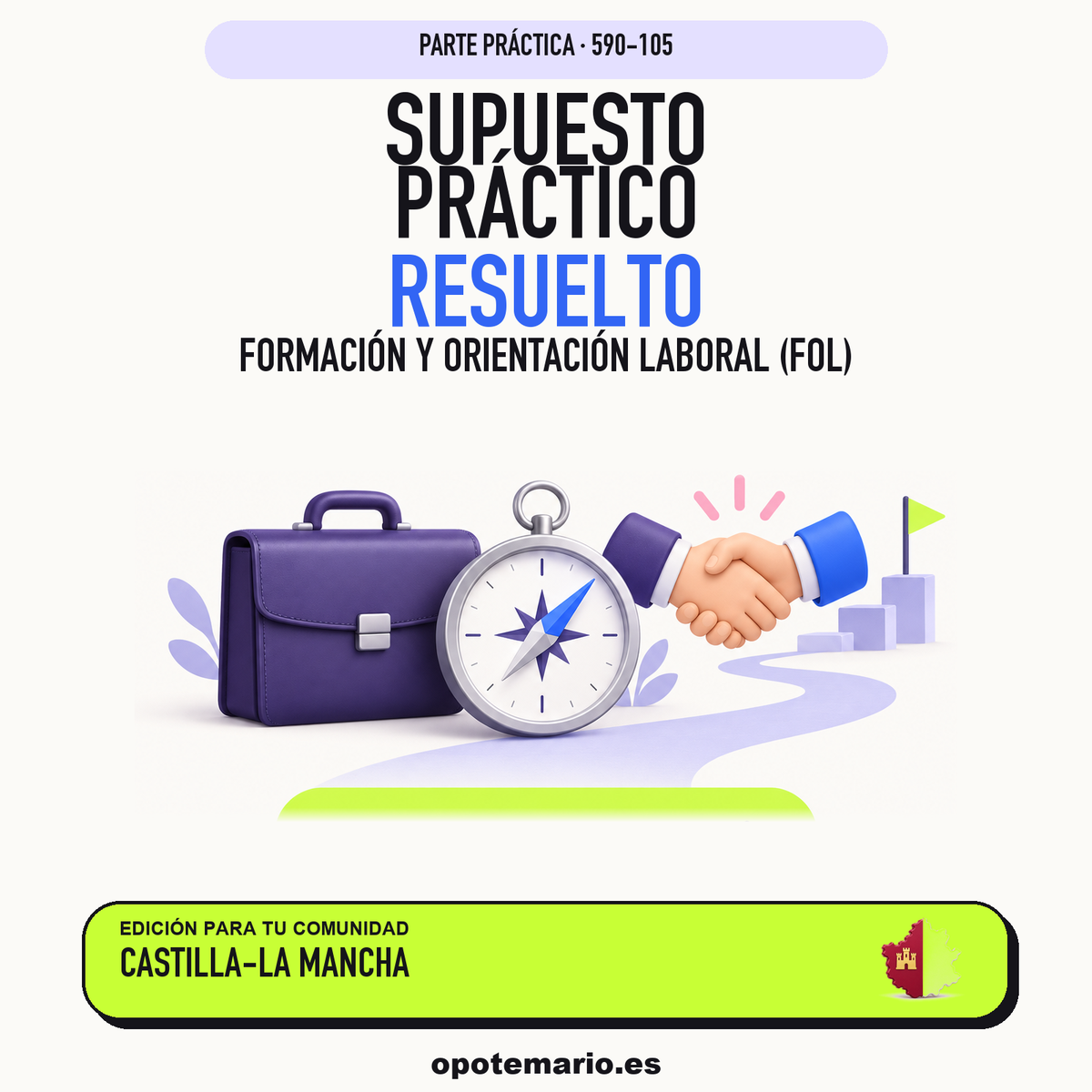 Supuestos prácticos resueltos de Formación y Orientación Laboral (FOL) en Castilla-La Mancha. PDF de Opotemario.