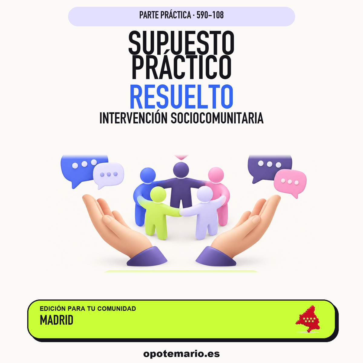 Supuestos prácticos resueltos de Intervención Sociocomunitaria en Madrid. PDF de Opotemario.