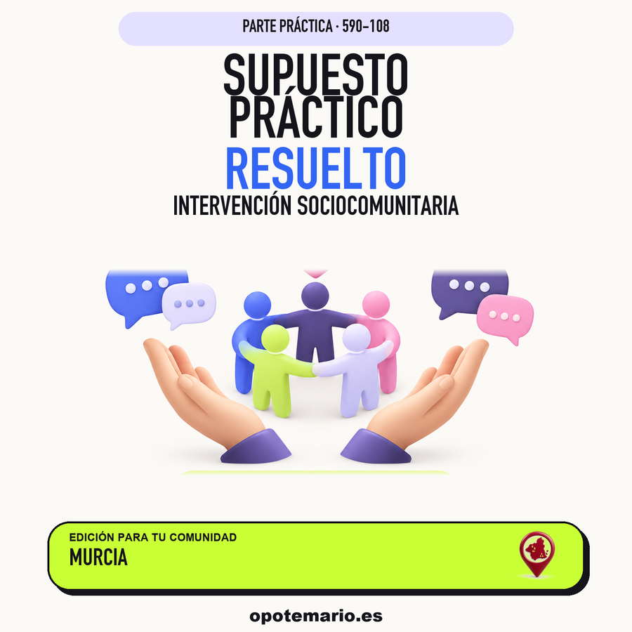 Supuestos prácticos resueltos de Intervención Sociocomunitaria en Murcia. PDF de Opotemario.