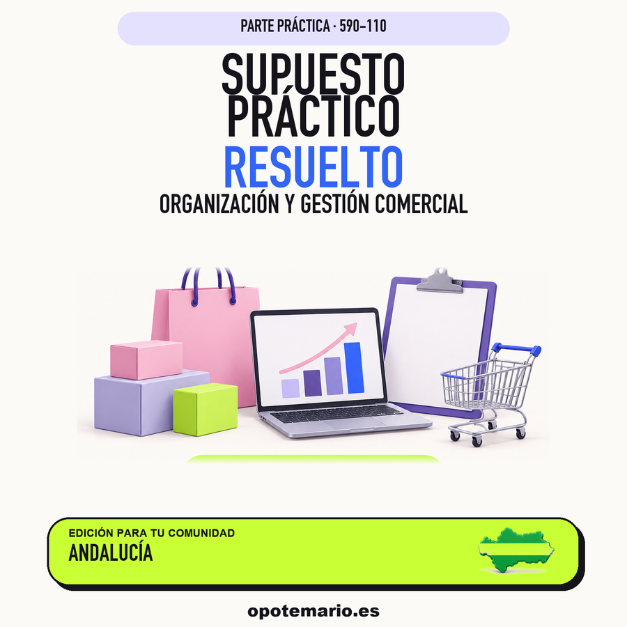 Supuestos prácticos resueltos de Organización y Gestión Comercial en Andalucía. PDF de Opotemario.