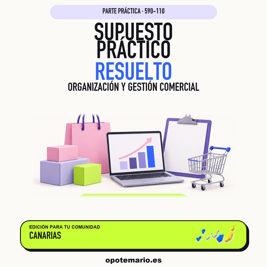 Supuestos prácticos resueltos de Organización y Gestión Comercial en Canarias. PDF de Opotemario.