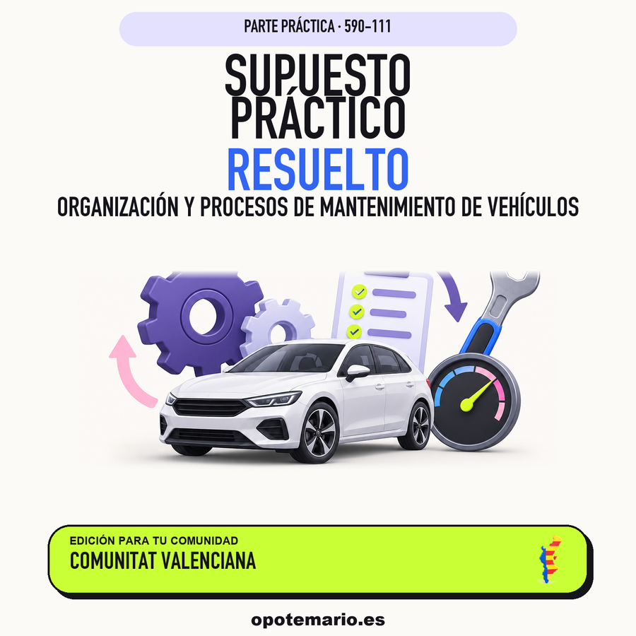 Supuestos prácticos resueltos de Organización y Procesos de Mantenimiento de Vehículos en Comunitat Valenciana. PDF de Opotemario.