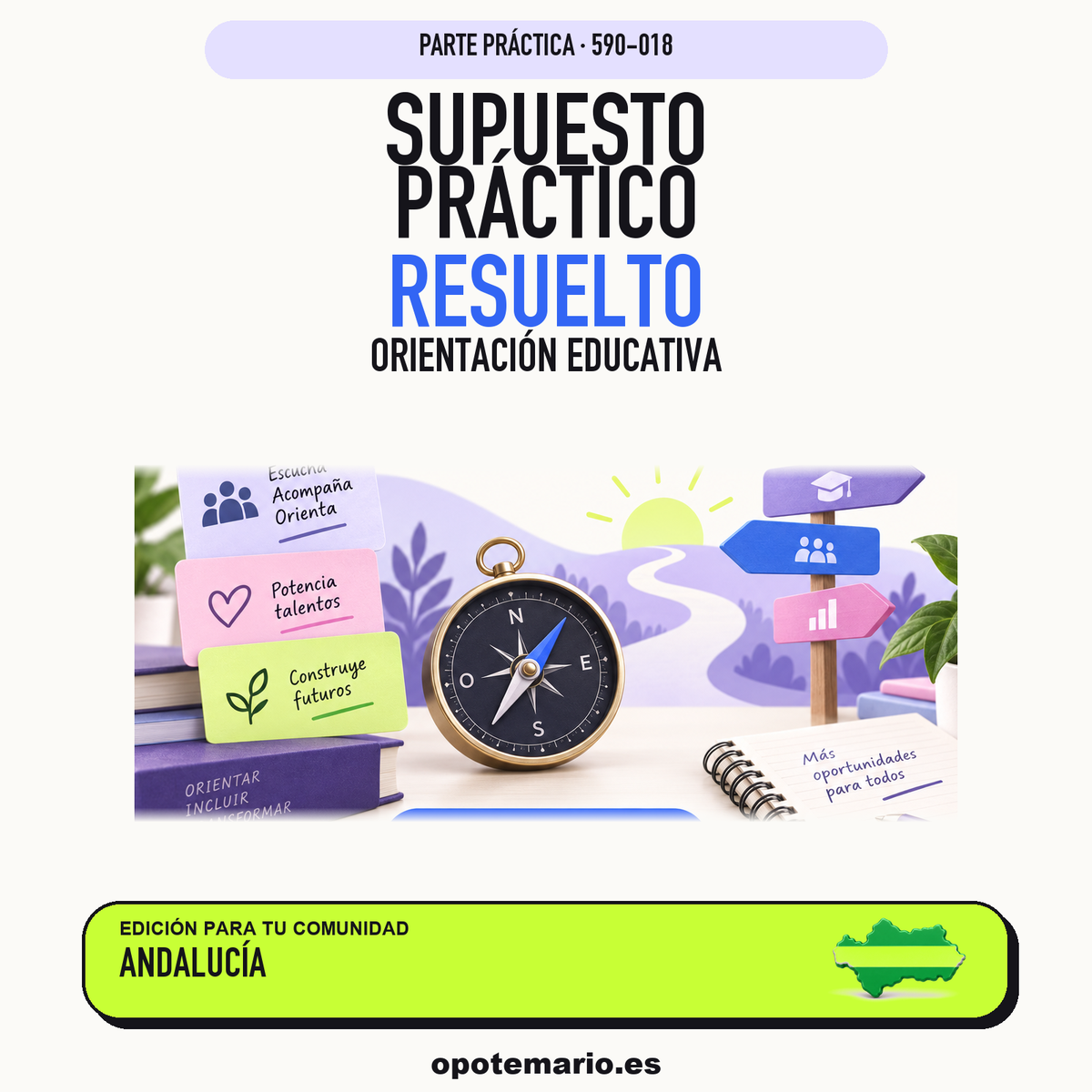 Supuestos prácticos resueltos de Orientación Educativa en Andalucía. PDF de Opotemario.
