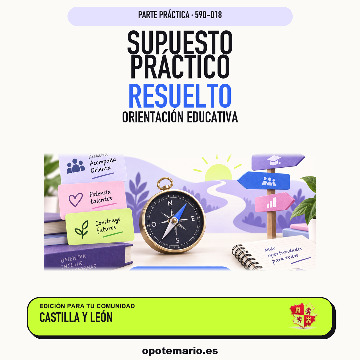 Supuestos prácticos resueltos de Orientación Educativa en Castilla y León. PDF de Opotemario.