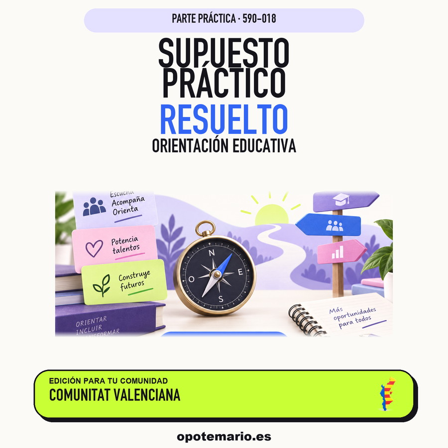 Supuestos prácticos resueltos de Orientación Educativa en Comunitat Valenciana. PDF de Opotemario.