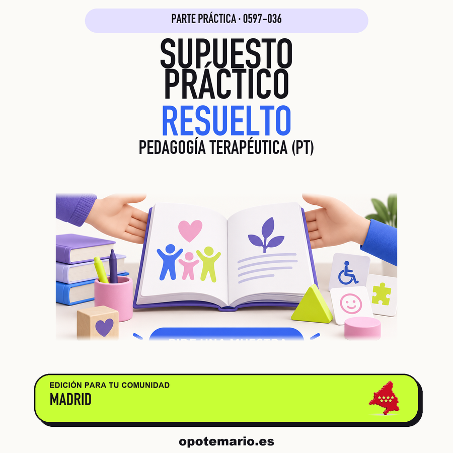 Supuestos prácticos resueltos de Pedagogía Terapéutica (PT) en Madrid. PDF de Opotemario.