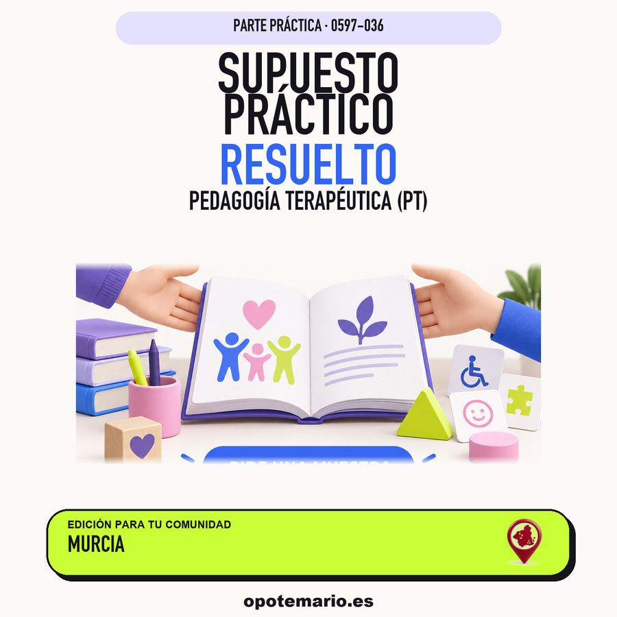 Supuestos prácticos resueltos de Pedagogía Terapéutica (PT) en Murcia. PDF de Opotemario.