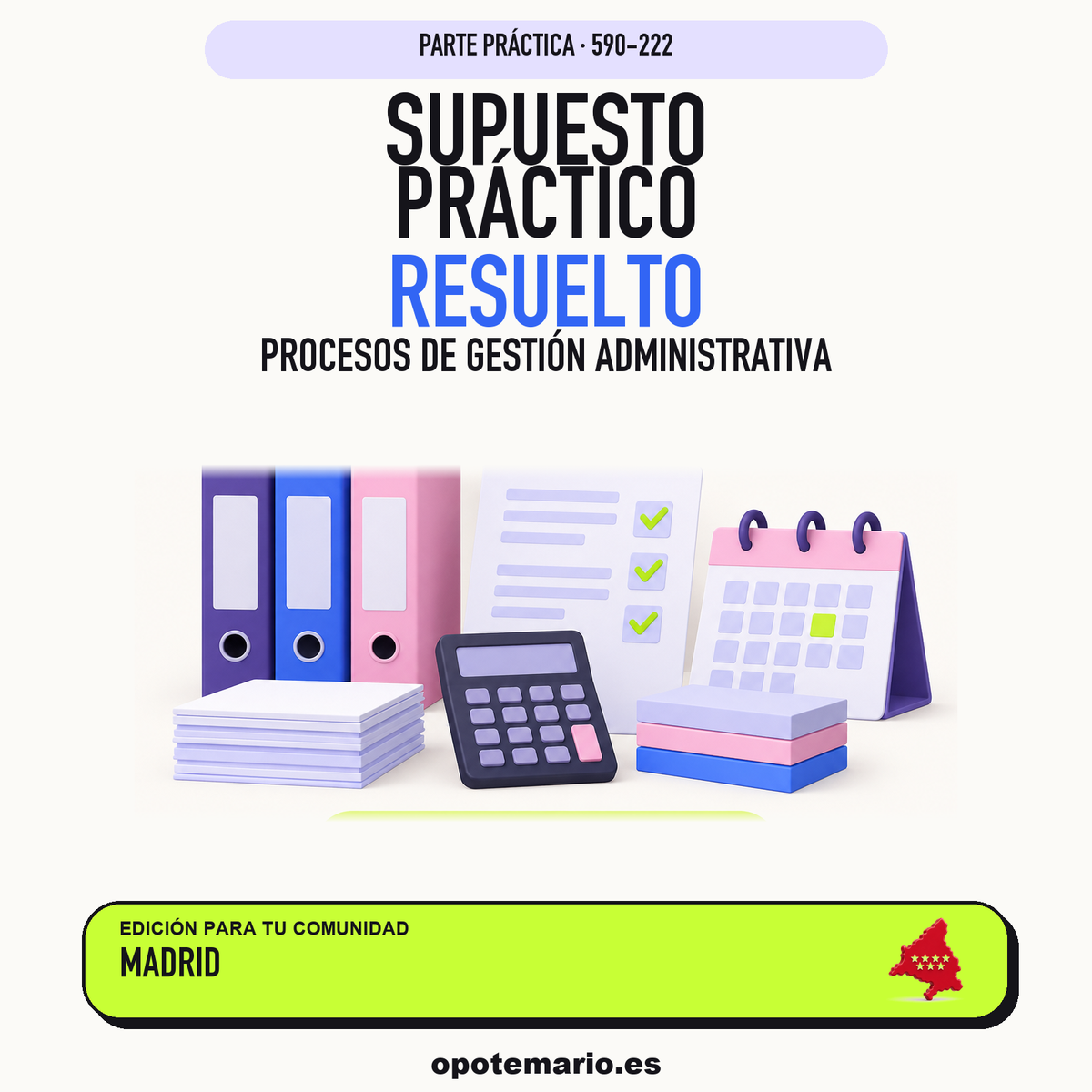Supuestos prácticos resueltos de Procesos de Gestión Administrativa en Madrid. PDF de Opotemario.