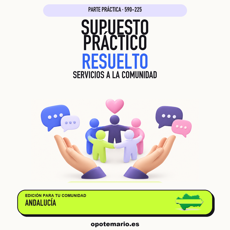Supuestos prácticos resueltos de Servicios a la Comunidad en Andalucía. PDF de Opotemario.