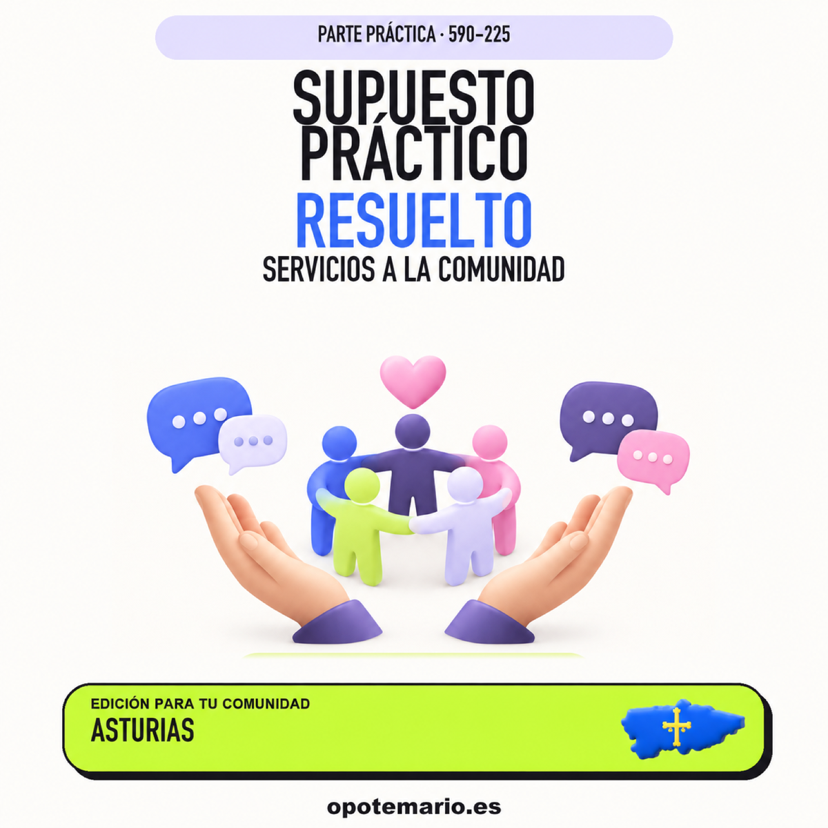 Supuesto práctico resuelto de Servicios a la Comunidad en Asturias. PDF de Opotemario.