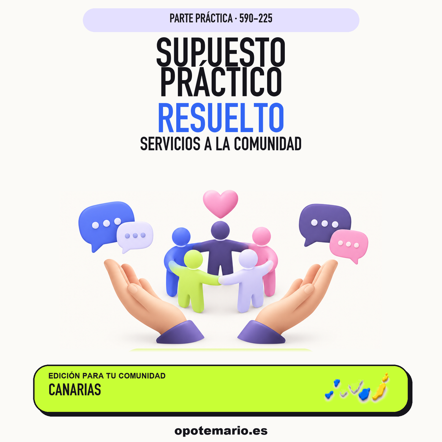 Supuestos prácticos resueltos de Servicios a la Comunidad en Canarias. PDF de Opotemario.