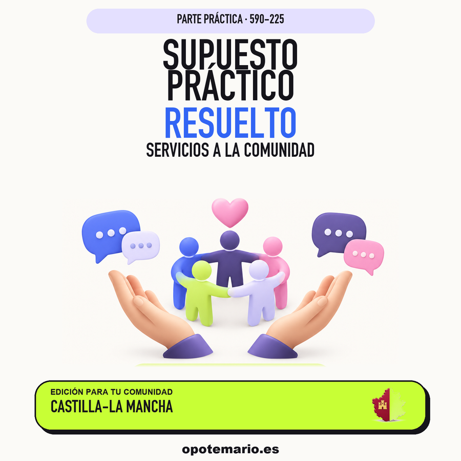 Supuestos prácticos resueltos de Servicios a la Comunidad en Castilla-La Mancha. PDF de Opotemario.