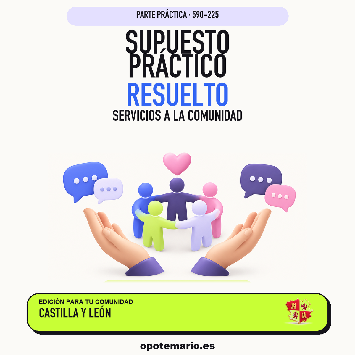 Supuestos prácticos resueltos de Servicios a la Comunidad en Castilla y León. PDF de Opotemario.