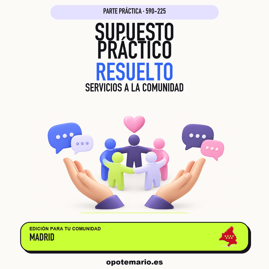 Supuestos prácticos resueltos de Servicios a la Comunidad en Madrid. PDF de Opotemario.