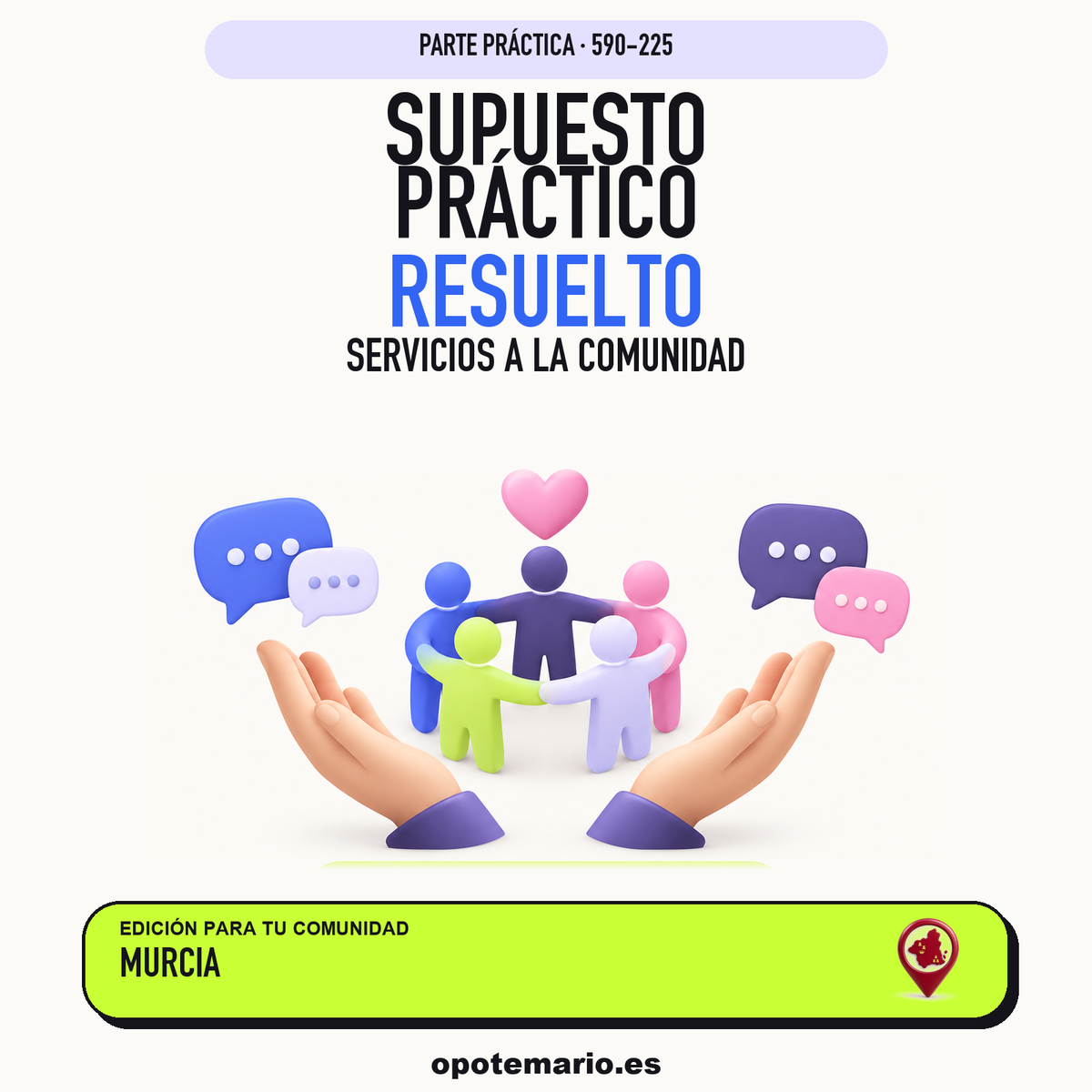 Supuestos prácticos resueltos de Servicios a la Comunidad en Murcia. PDF de Opotemario.